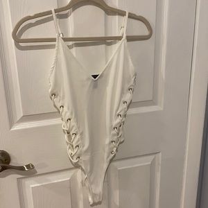 White Criss-Cross Bodysuit